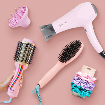 Everything pink Instyler hair tool bundle: Blow dryer, straightening brush and more